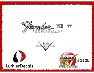 Fender Electric Bass VI Guitar Decal #132b